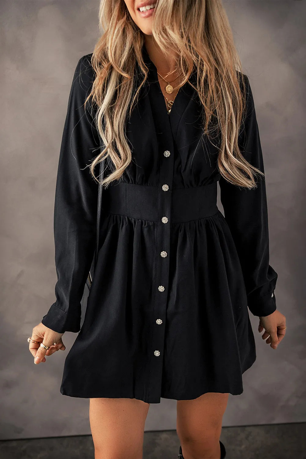 ruched long sleeve button up dress Ruched Button Up Long Sleeve Dress – Beyond Apparel