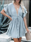 Drawstring Ruffled Half Sleeve Mini Dress