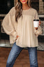 Round Neck Ruffle Sleeve Blouse