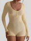Ribbed Knit Long Sleeve Romper
