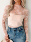 Lace Mock Neck Long Sleeve Blouse