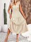 Decor Button Ruffled Tiered Midi Dress