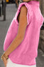Ruffled Button Up Sleeveless Denim Jacket