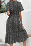 Perfee Leopard Print Short Sleeve Midi Dress