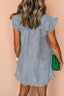 Stripe Frilled Ruffled Cap Sleeve Button Up Mini Dress