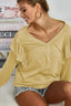 BiBi Triblend V Neck Top with Shoulder Shrring Detail