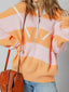 Stripe Color Block Half Zip Oversize Sweater