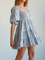 Ruffled Hem Plaid Half Sleeve Mini Dress