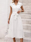 Cap Sleeve Tie Waist Midi Dress