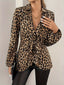Leopard Print Tie Front Long Sleeve Blouse