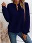 Textured Notched Long Sleeve Sweatshirt