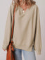 Raw Edge Exposed Seam Raglan Sleeve Side Slit Sweatshirt