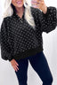 Polka Dot Snap-Button Sweatshirt