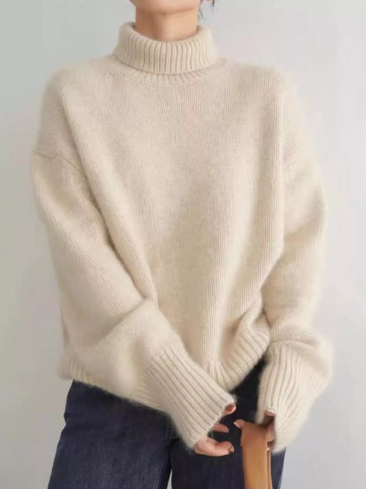 Turtleneck Dropped Shoulder Sweater