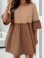 Frill Round Neck Half Sleeve Dress