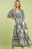 Umgee Two tone Border Print Midi Dress