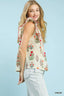 Umgee Block Floral Print Top