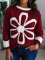 Flower Patched Round Neck Long Sleeve Top