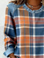 Full Size Plaid Denim Trim Long Sleeve Sweatshirt Plus Size