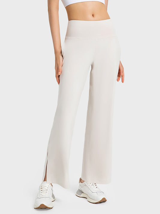 Wide Leg Slit Sport Pants with Pockets