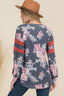 Celeste Full Size Floral Curved Hem T-Shirt with Stripe Detail
