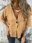 Full Size One Button V-Neck Shirt Plus Size