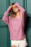 BiBi Thermal Corded Edge Detail V Neck with Thumb Open