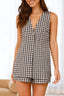 Plaid Button Up Vest and Shorts Set