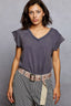 POL V-Neck Short Sleeve T-Shirt with Ruffle Sleeve