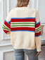 Contrast Stripes Round Neck Long Sleeve Sweater