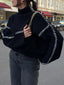 Contrast Mock Neck Long Sleeve Sweater