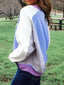 Exposed Seam Colorblock Patchwork Ribbed Trim Sweatshirt