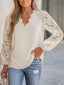 Scalloped Neckline Lace Sleeve Blouse