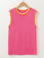 Contrast Trim Pearl Detail Sweater Tank Top