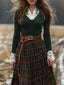 Plaid Maxi Dress with Lace Trim