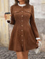Button-Front Long Sleeve Dress