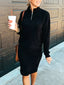 Ribbed Knit Quarter-Zip Top and Skirt Set
