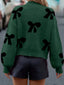 Pearl Bow-Embellished Long Sleeve Sweater