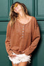 BiBi Mink Lurex Stitched Button Detail Top