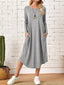 Casual Long Sleeve Pocket Midi Dress