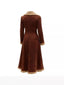 Vintage Style Suede Sherpa Trimmed Overcoat