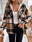 Hooded Plaid Button Up Jacket