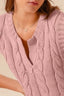 SO ME Notched Neck Cable Knit Sweater Vest