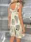 Devine Printed Tie Shoulder Overalls with Pockets