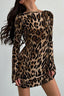 Backless Leopard Long Sleeve Mini Dress