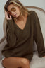 BiBi Loose Fit Deep U Neck Sweater Top