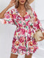 Floral Print Layered Ruffle Hem Mini Dress