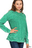 Zenana Acid Wash French Terry Exposed-Seam Pullover