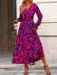 Printed V-Neck Flounce Sleeve Tiered Midi Dress