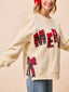MERRY Bow Slit Crew Neck Christmas Sweatshirt